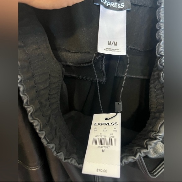 Express Black Jacket medium Express Women Black Faux- Leather Pants - Picture 4 of 10